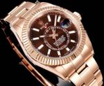 AR Factory Rolex Sky-dweller 42*14.5mm 316L Steel Rose Gold Oyster Bracelet 9002 Movement Brown Face Watch